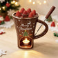 🍫 Keramisk sjokoladefondue med telys – holder sjokoladen varm, gaffelåpning, juletema. Perfekt for koselige kvelder! ✨🎄