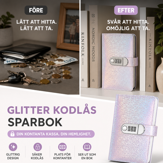 ✨ SparkleLock spareperm med 3-sifret kombinasjonslås – budsjettorganiserer med plass til 100 sider for spareutfordringer, økonomiske mål og gaver 💖