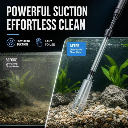 🐠 50% RABATT – Elektrisk akvariegrusrenser – oppladbar – multifunksjon – automatisk drift – justerbar rørlengde – for krystallklart vann