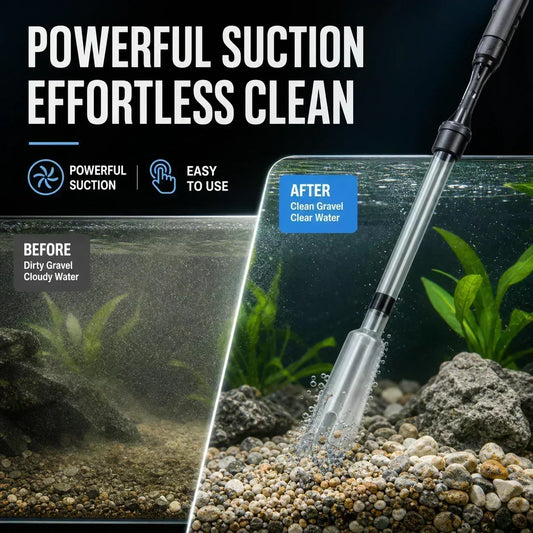 🐠 50% RABATT – Elektrisk akvariegrusrenser – oppladbar – multifunksjon – automatisk drift – justerbar rørlengde – for krystallklart vann