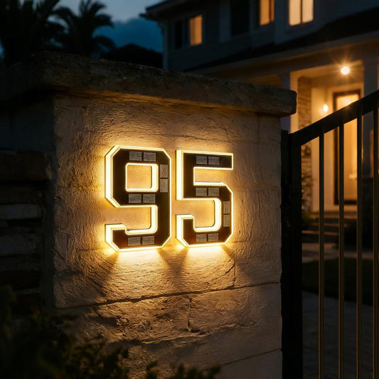 🔥Siste dag med 50 % rabatt🔥Solcelledrevne husnummer med LED-belysning, vanntette for utendørs bruk