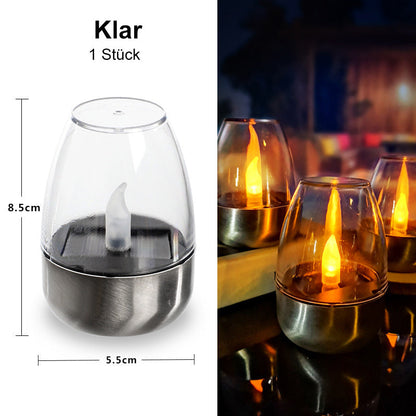 6Pack solenergi-telys Utendørs flammeløse flimrende IP65 vanntette bordlamper LED-stearinlys med skumring-til-daggry-sensor for lanterner, hager, camping, fester, hjemmedekorasjoner, varme farger