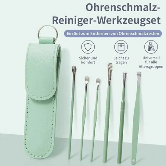 📢 Begrenset tilbud – 50 % rabatt 📢 6-delt bærbar øreproppfjerner i rustfritt stål – Spiralverktøy for ører ✨