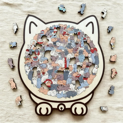 🎁 Nyttårssalg 50 % AVSLAG 🎁 135-delers trepuslespill i form av en katt i Morandi-farger
