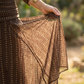 Bohemisk V-hals rysjet mesh maxikjole👗