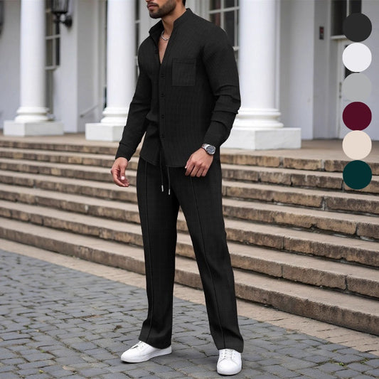 ⏳ Tidsbegrenset tilbud ⏰ Herre antrekk med vaffelmønster – 2-dels sett