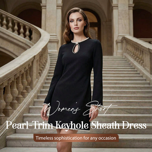 ✨🔥 Dame kort falsk perlepyntet hull-kjole 👚