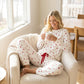 🎉 Nyårsgave – 50 % RABATT! 🧸 Dame-pyjamasett med hjertepryd: Mykt, avslappet & perfekt til koselige kvelder