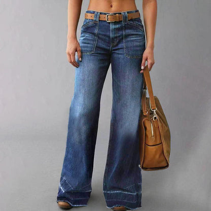 ✨🔥Retro levenevät farkut taskuilla naisille👖
