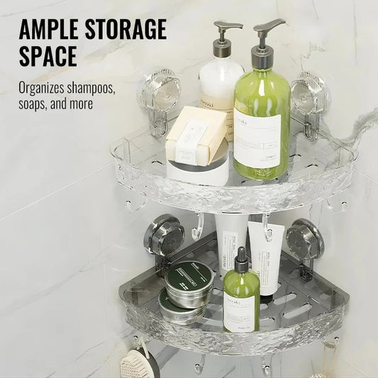 🚿✨ Veggmontert dusjstativ med sugekopp og kroker – Praktisk og slitesterk organisering for badet ditt 💧🛁