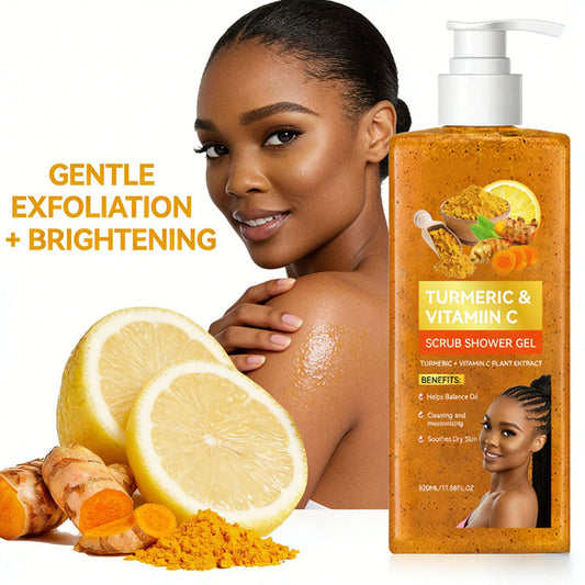 🛁 Kurkuma og C-vitamin eksfolierende dusjgel｜Mild eksfoliering som gir en lysere hudtone, samt fuktighetsgivende, beroligende og talgregulerende dusjgel✨