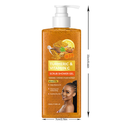 🛁 Kurkuma og C-vitamin eksfolierende dusjgel｜Mild eksfoliering som gir en lysere hudtone, samt fuktighetsgivende, beroligende og talgregulerende dusjgel✨