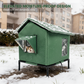 📢📢50 % RABATT !!⏰ 🐈 Høytliggende utendørs kattehus for alle værforhold – vanntett Oxford-stoff, termisk aluminiumsfôr og sammenleggbar utforming 🌧️