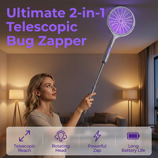 🏆Siste dag med spesialtilbud: 50 % rabatt🔥 2-i-1 oppladbar elektrisk fluefanger | USB-C-tilkobling, barnesikker og stillegående – dreper mygg og fluer på et øyeblikk | Passer til britiske hjem, soverom og kjøkken
