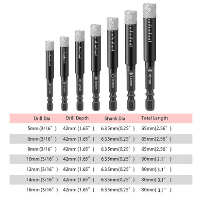 🥳2026 SUPERTILBUD🥳💞Over 50 000 solgt!🪚🛡️ 50 % RABATT! Diamantbor-sett – størrelser 5–16 mm, sekskantet skaft som passer til de fleste boremaskiner. Kan brukes både tørt og vått – jevne, presise hull hver gang! 💎💪