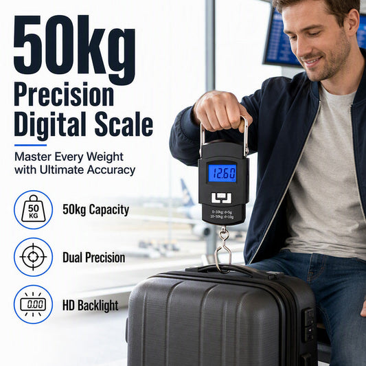 🧳 50 % RABATT! ⚖️ Bærbar digital bagasjevekt med krok – Nøyaktig, kompakt og brukervennlig – Perfekt for å unngå gebyrer for overvekt på reisen ✈️