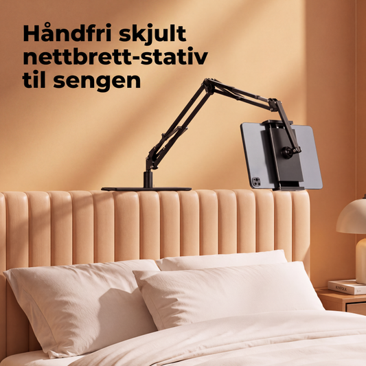 🔥Spesialtilbud 50 % rabatt🔥 Skjult telefon- og nettbrettholder til nattbordet – uttrekkbar og 360° justerbar, til seng, sofa eller skrivebord 🛏️