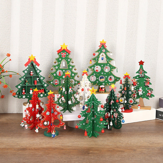 🎅✨Mini-juletre-sett i tre til bordet – håndlaget, gjør-det-selv-montering – dekorasjon til festbordet