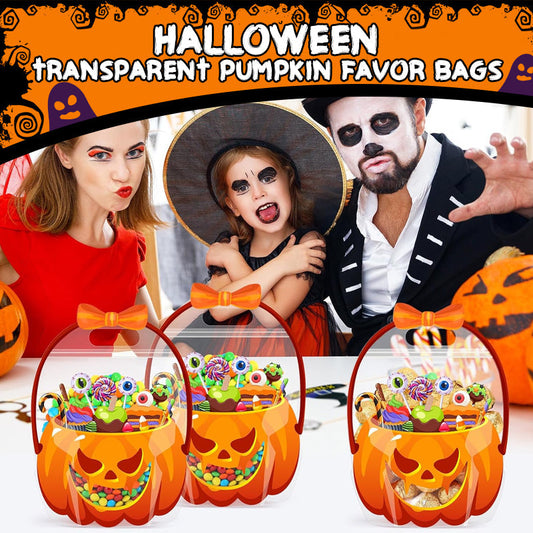 🔥🍬🎃 Halloween-gaveposer, gjennomsiktige poser med lukkemekanisme i form av et gresskar🎁