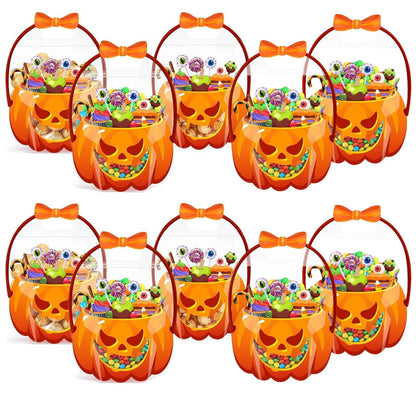 🔥🍬🎃 Halloween-gaveposer, gjennomsiktige poser med lukkemekanisme i form av et gresskar🎁