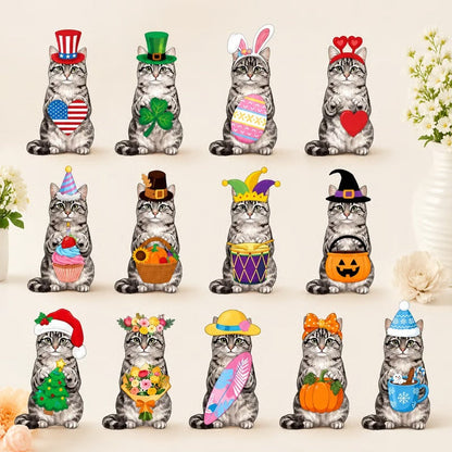 🎅Jule-SPESIALTILBUD🐱Over 50 000 solgt!✨Utskiftbare magnetiske trefigurer – sesongbasert hylledekorasjon hele året