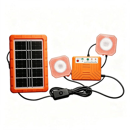 ☀️🔋 Bærbart solenergisystem – USB/Type-C-solgenerator med 2 LED-lys