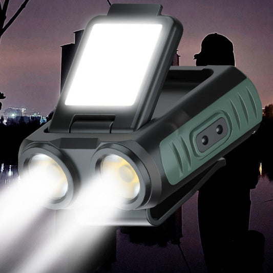 LED-lampe med klips til lue, med trinnløs lysregulering og bevegelsessensor
