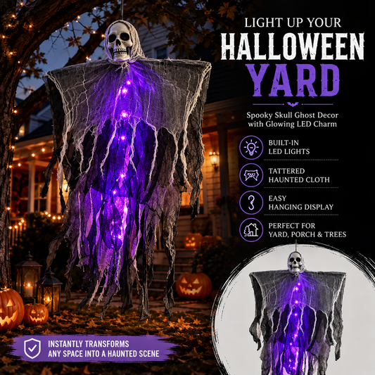 Halloween-spøkelse til å henge opp med LED-lys
