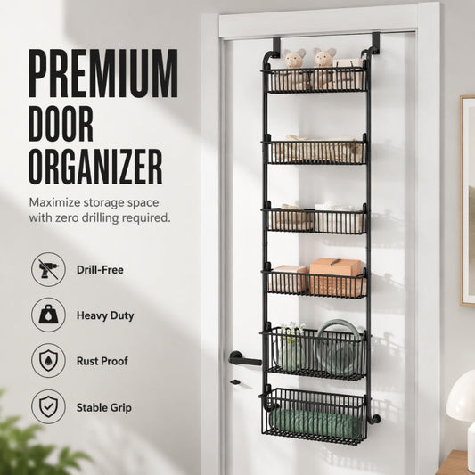 🚪 50 % RABATT! 🧺 Hengende dørhylle – uten boring, flere kurver og praktisk ✨