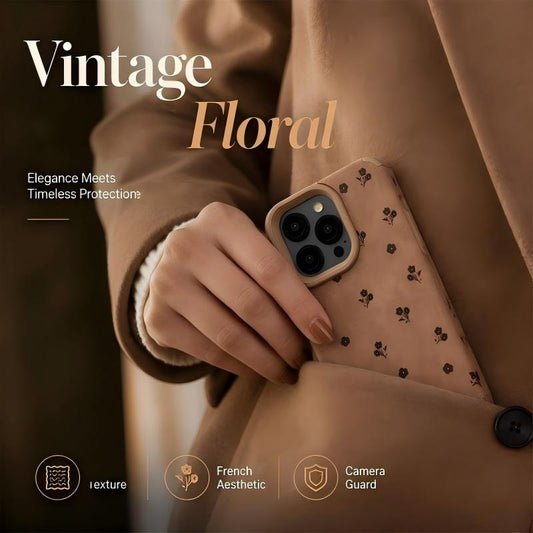 Retro Floral Faux Leather Phone Case