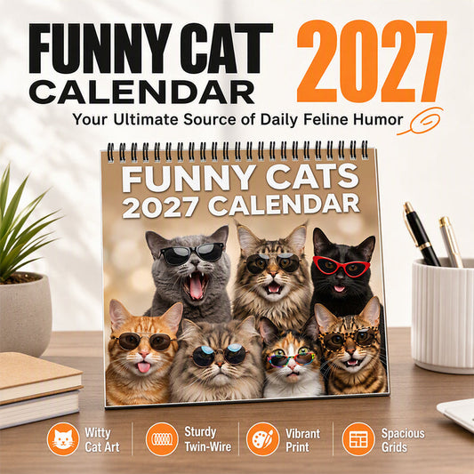 🐱2027 Veggkalender med morsomme katter – frekke katter og morsomme sitater
