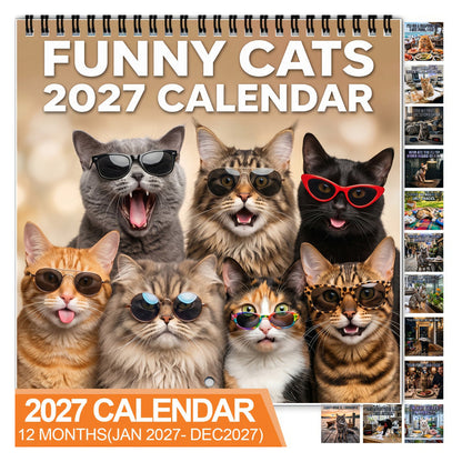 🐱2027 Veggkalender med morsomme katter – frekke katter og morsomme sitater