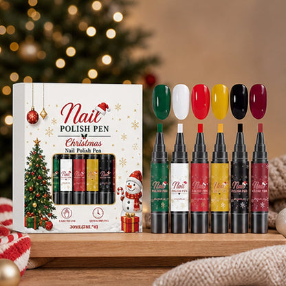 🎅Siste dag med salg – 50 % rabatt!!🎁Sett med 6 farger jule-neglelakkpenner