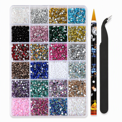 ⏳50 % rabatt i en begrenset periode⏰24-delers sett med strass til negledekorasjon💅💎